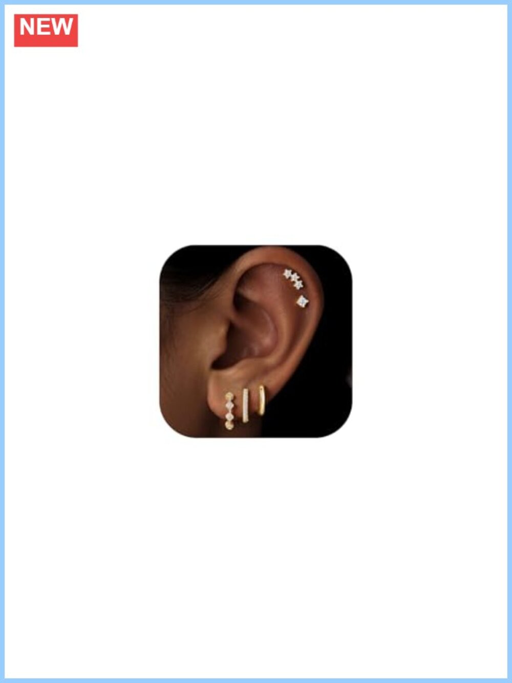 5 Pairs Gold Hoop Earrings for Women 14K Gold Plated CZ Hypoallergenic